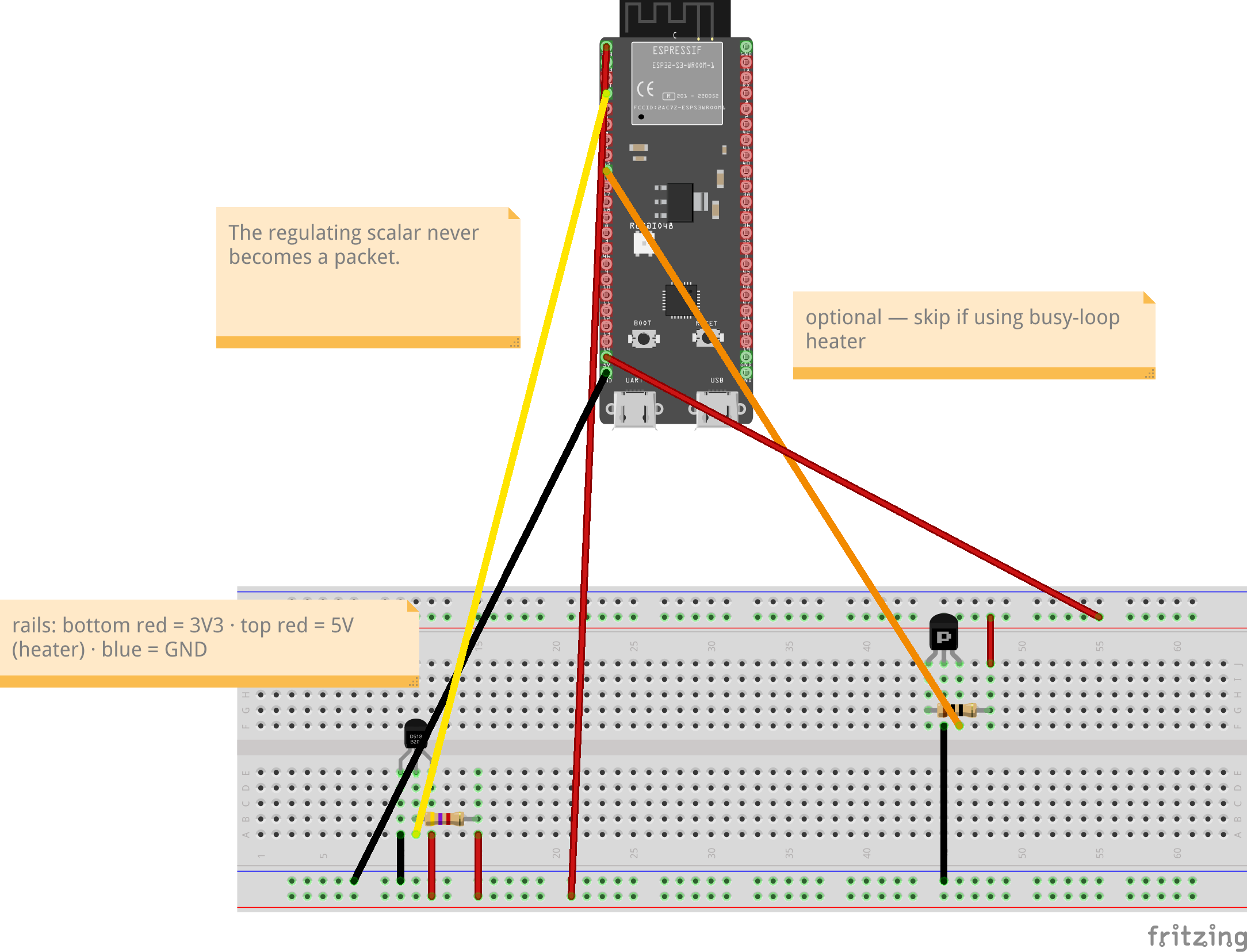 Lab 1 per-node wiring, breadboard view